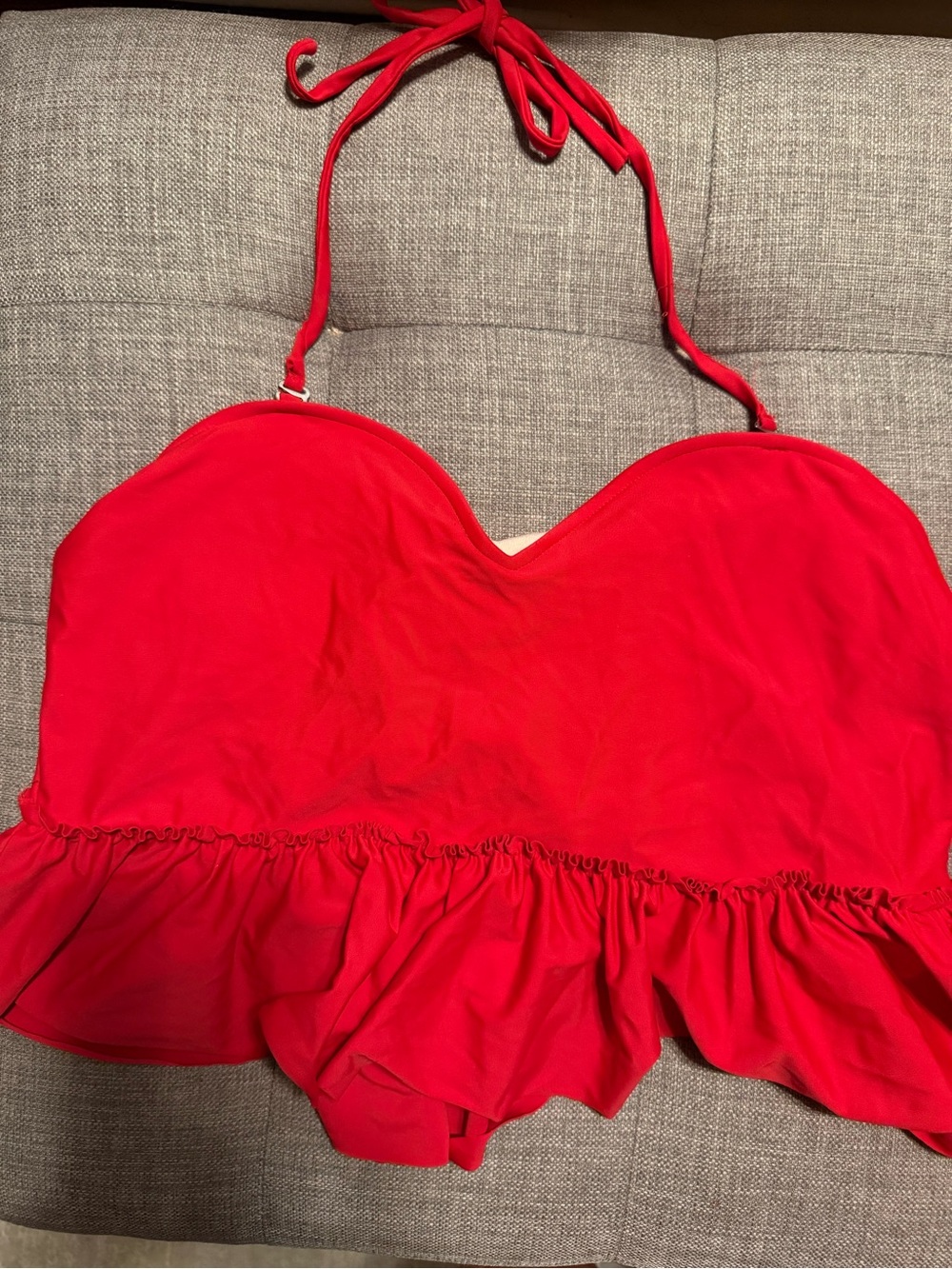 Kortni Jeane Red Ruffle Halter Bikini Top